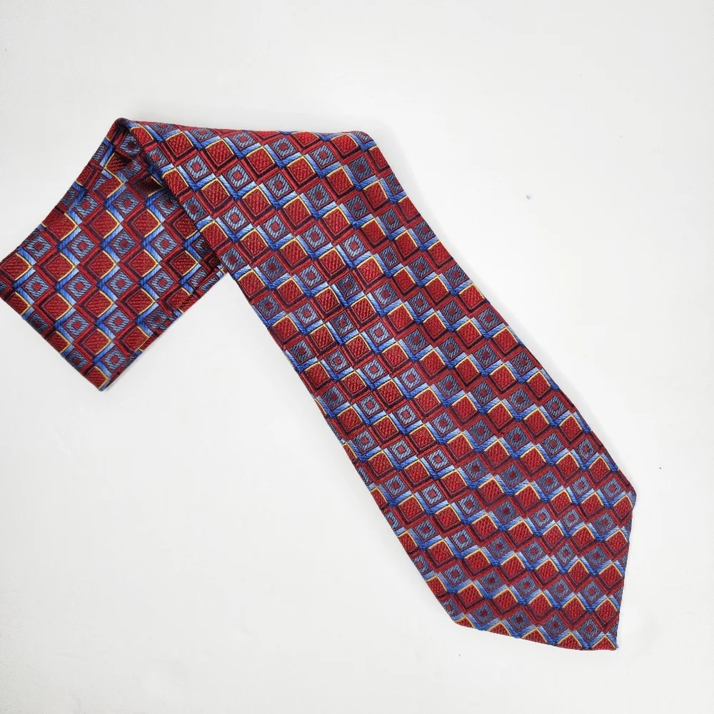 ROBERT TALBOTT Red/ Blue Silk Tie